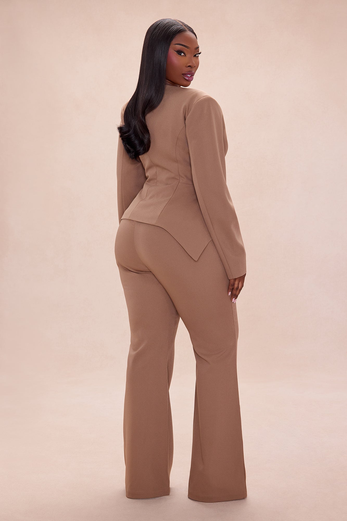 Mikayla Peplum Jacket Pant Set - Coco
