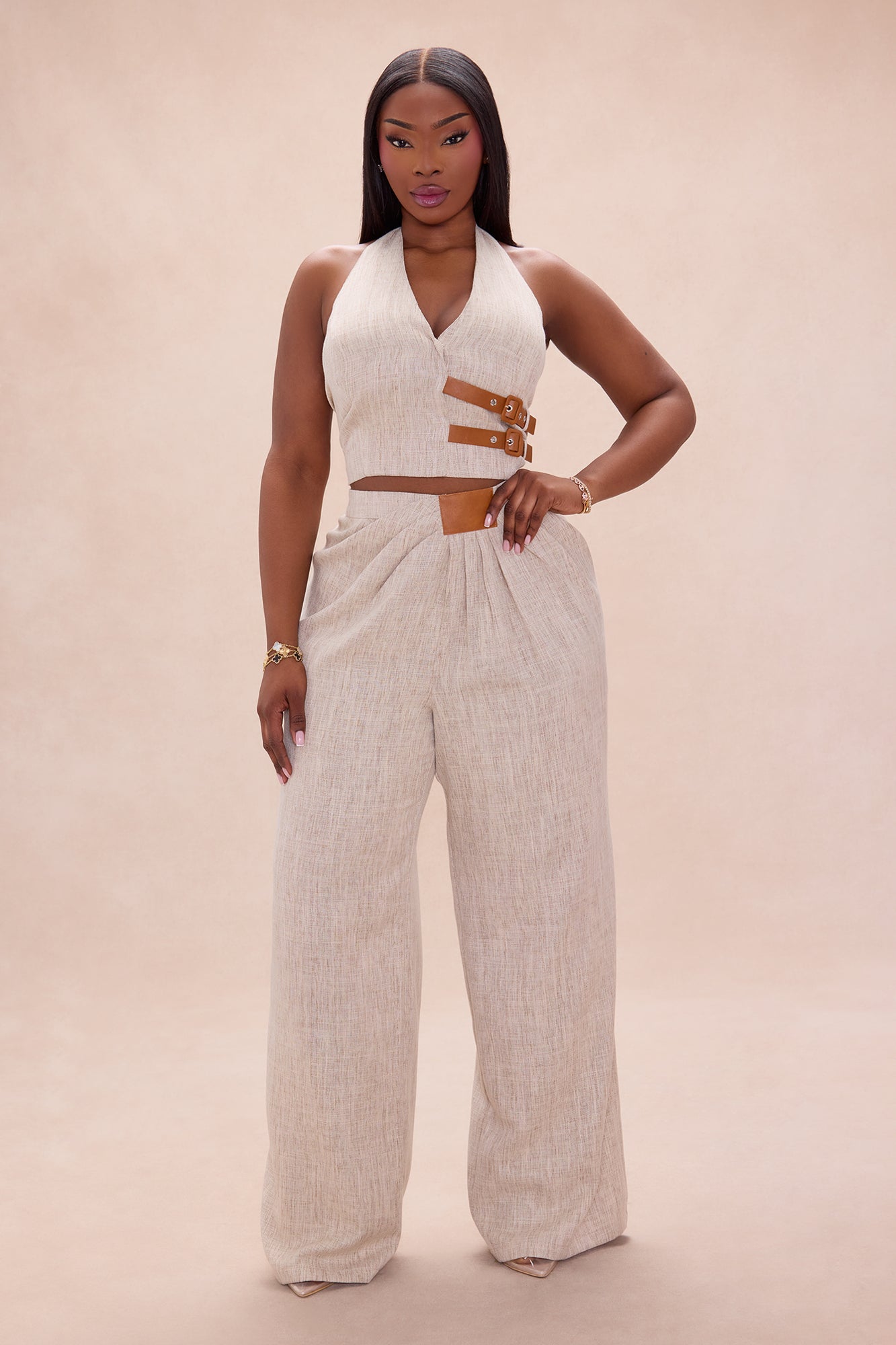 Carmen Linen Pant Set - Sand
