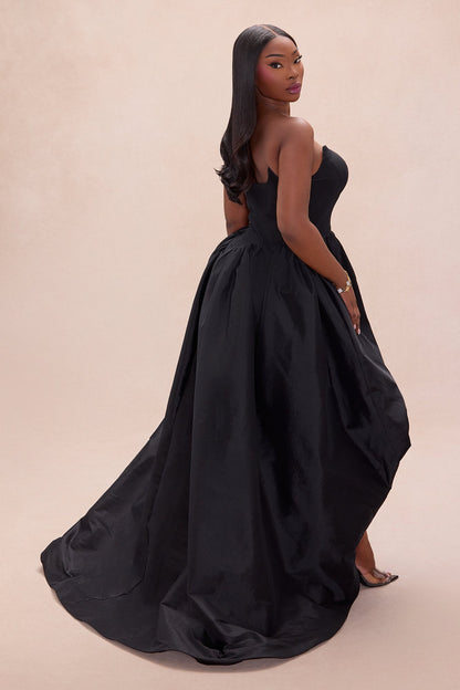 Aurora High Low Taffeta Gown - Black
