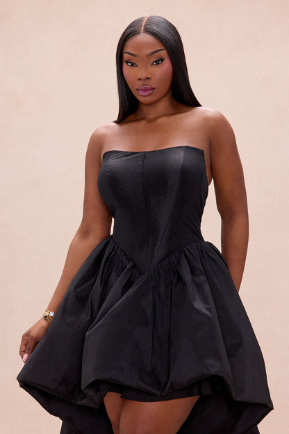 Aurora High Low Taffeta Gown - Black