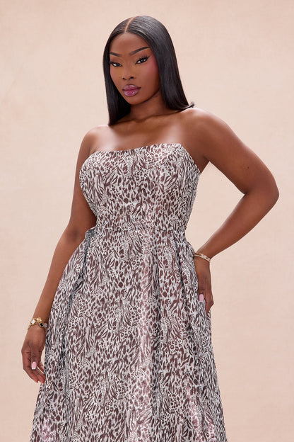Wren Strapless Jacquard Maxi Dress - Brown/combo