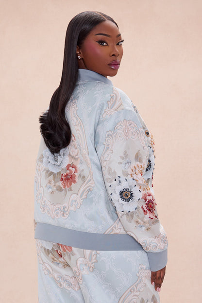 Riannon Embellished Jacquard Jacket - Grey