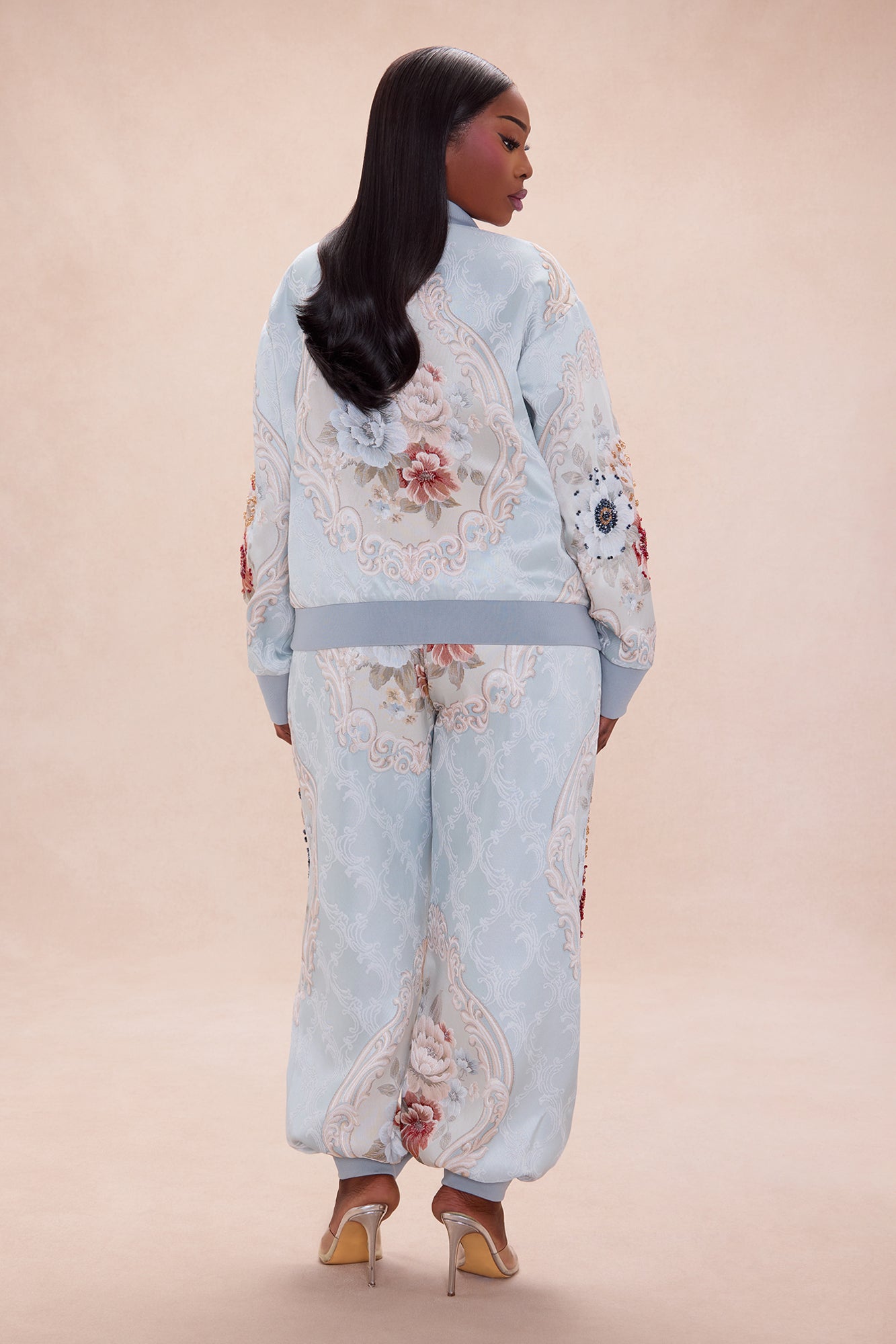 Riannon Embellished Jacquard Jacket - Grey
