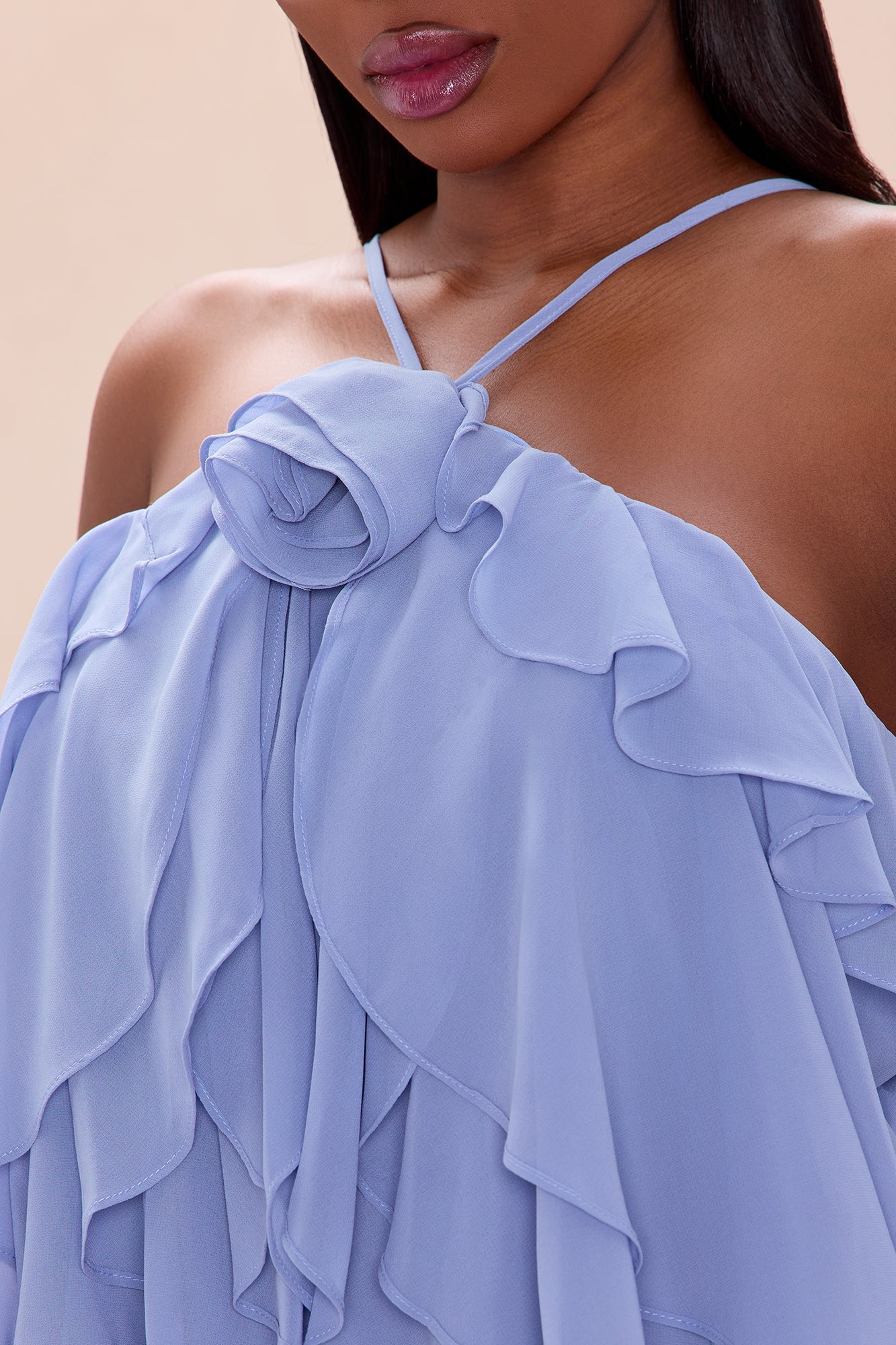 Free As Can Be Ruffle Mini Dress - Dusty Blue
