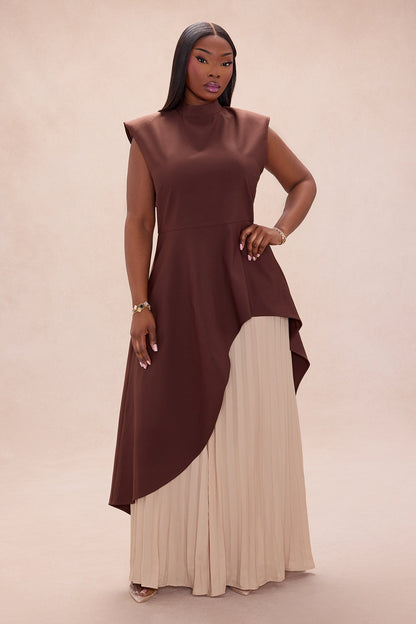 Paris Pleated Pant Set - Chocolate