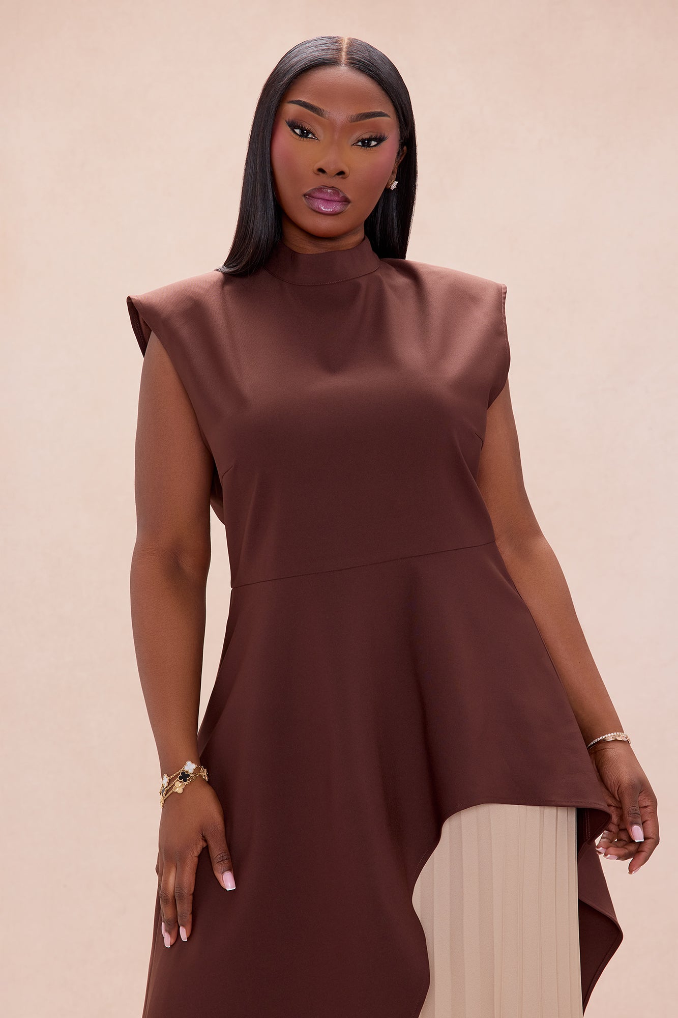 Paris Pleated Pant Set - Chocolate