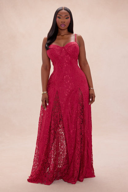 Reina Lace Gown - Wine