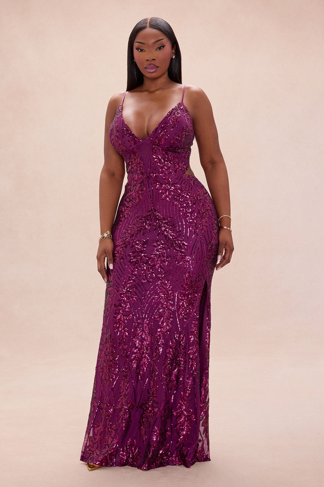 Only You Sequin Maxi Gown - Plum