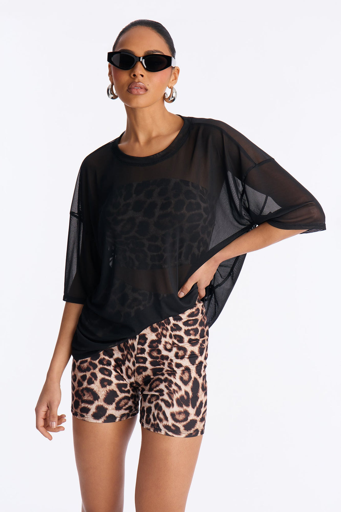 Nice And Clear Leopard 3 Piece Biker Short Set - Leopard