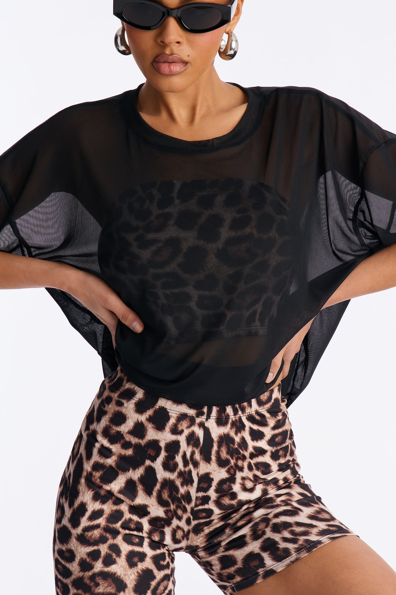 Nice And Clear Leopard 3 Piece Biker Short Set - Leopard