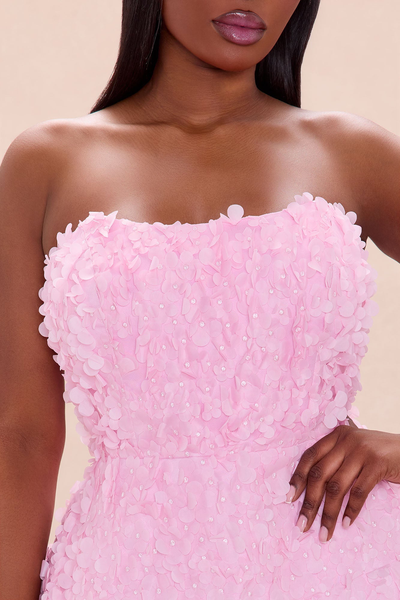 Daisy Strapless Tulle Mini Dress - Light Pink