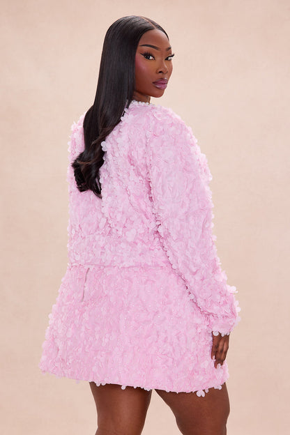 Daisy Embellished Trim Tulle Jacket - Light Pink