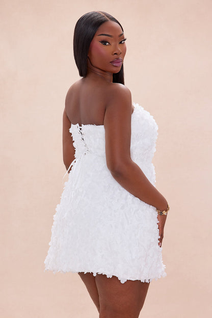 Daisy Strapless Tulle Mini Dress - White