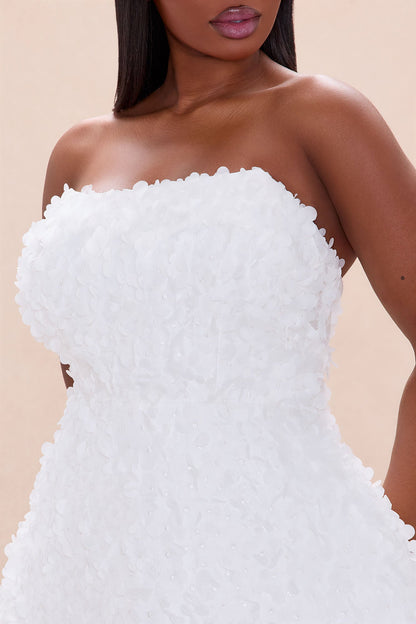 Daisy Strapless Tulle Mini Dress - White