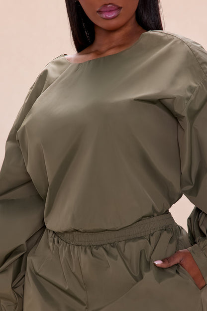 Jalene Balloon Pant Set - Olive