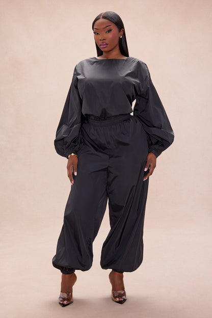 Jalene Balloon Pant Set - Black
