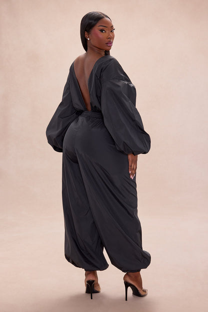Jalene Balloon Pant Set - Black