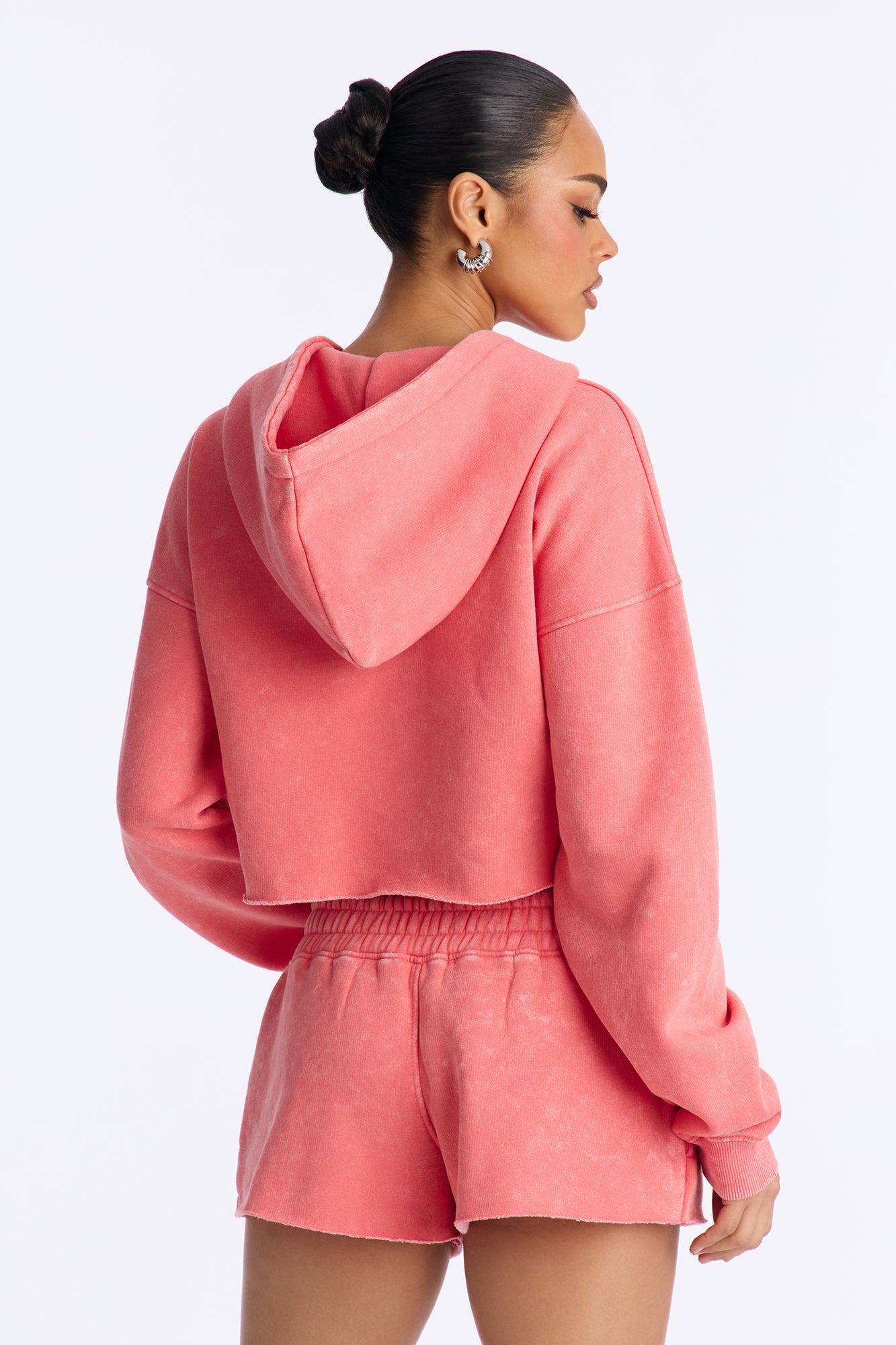 Cassidy Fleece Washed Short Set - Coral