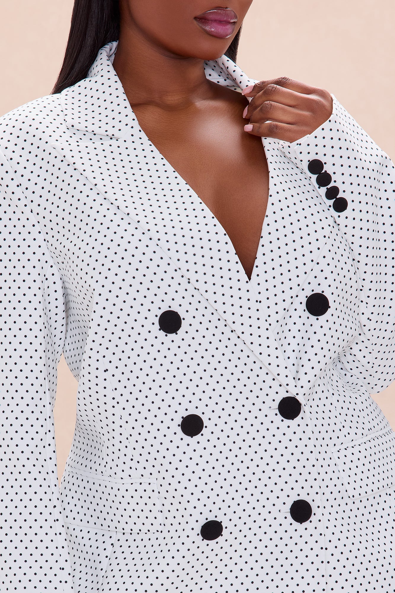 Amalia Polka Dot Blazer Pant Set - White/Black