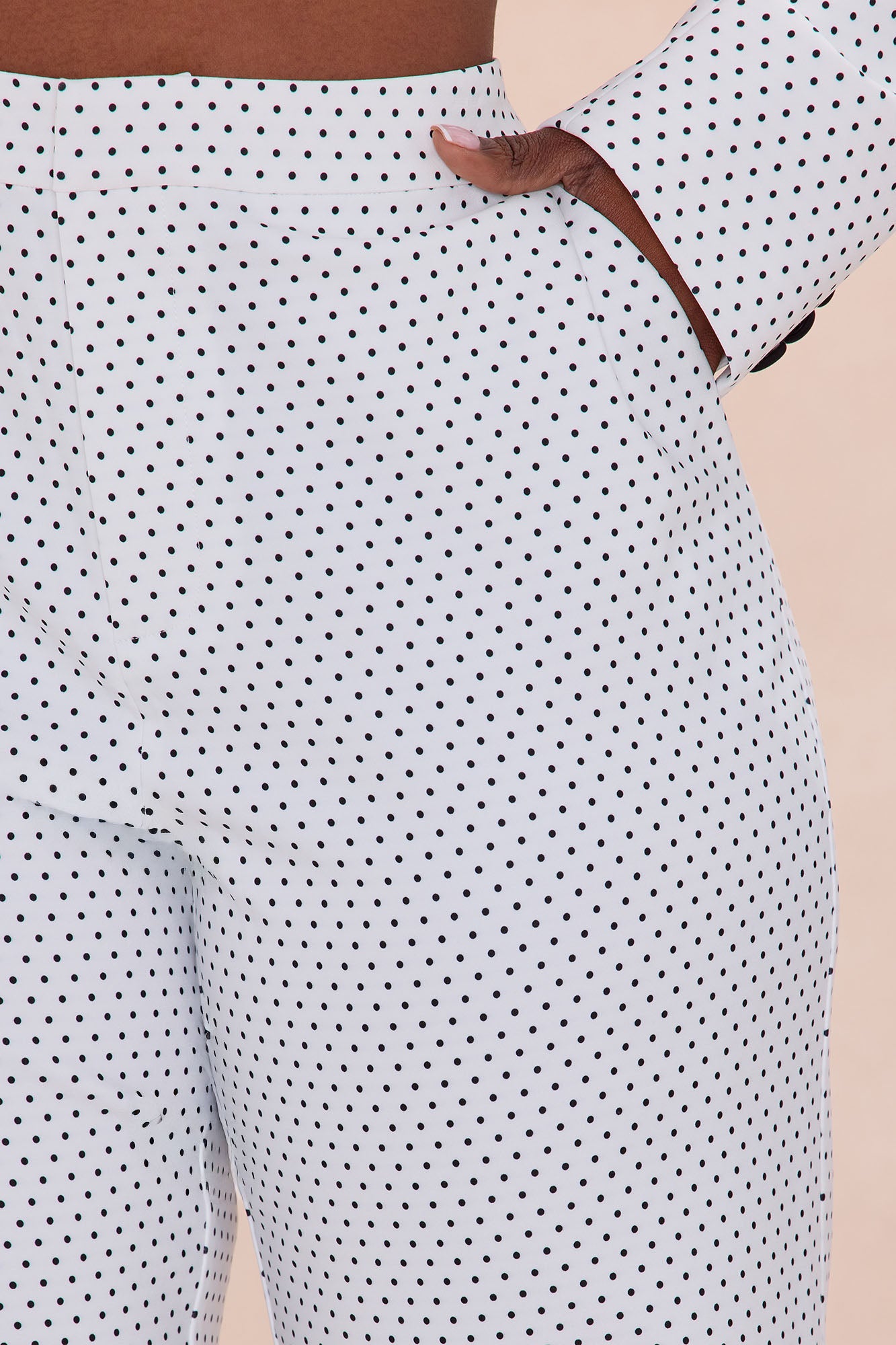 Amalia Polka Dot Blazer Pant Set - White/Black