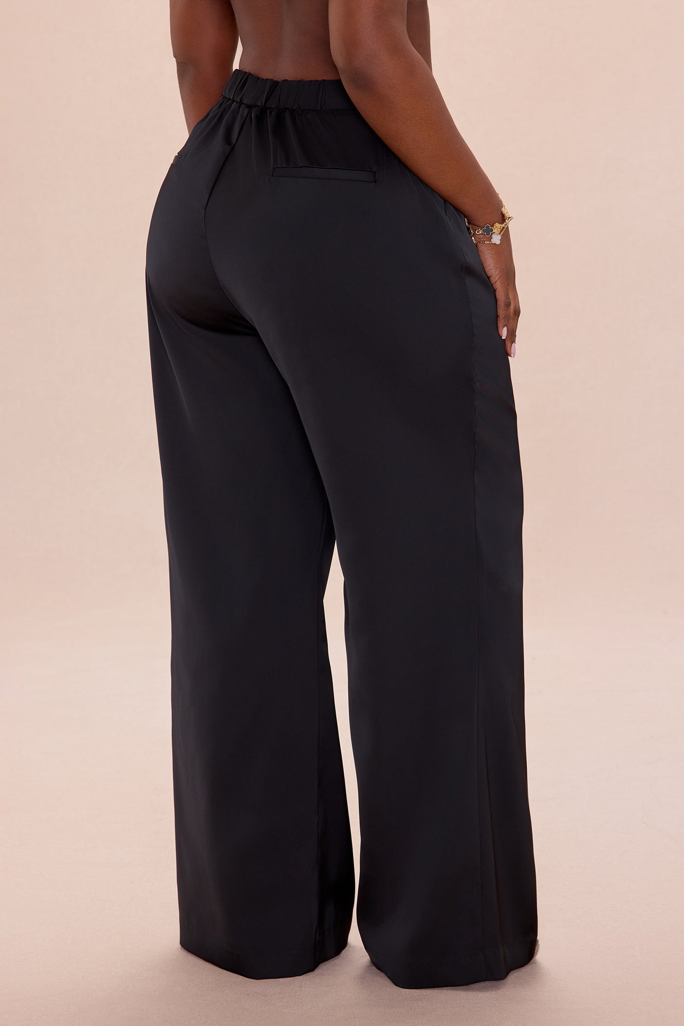 Maylee Satin Wide Leg Pant - Black