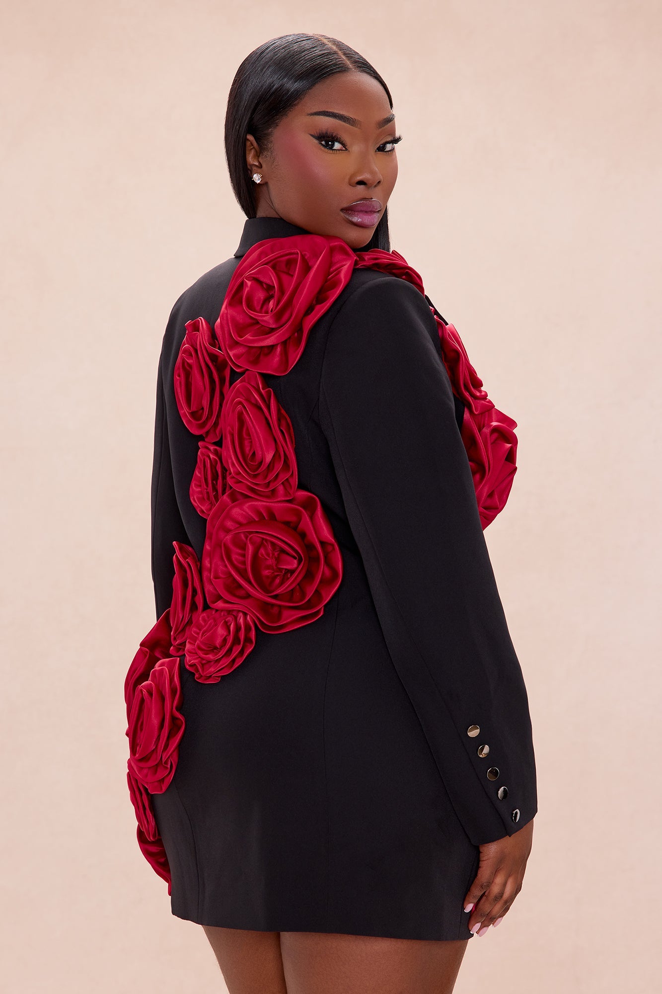 Brooklynn 3D Applique Blazer Mini Dress - Black/Red