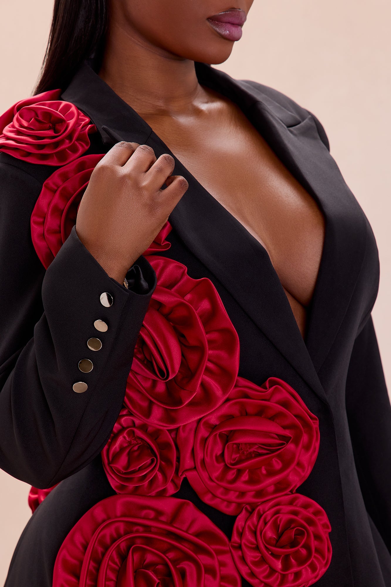 Brooklynn 3D Applique Blazer Mini Dress - Black/Red
