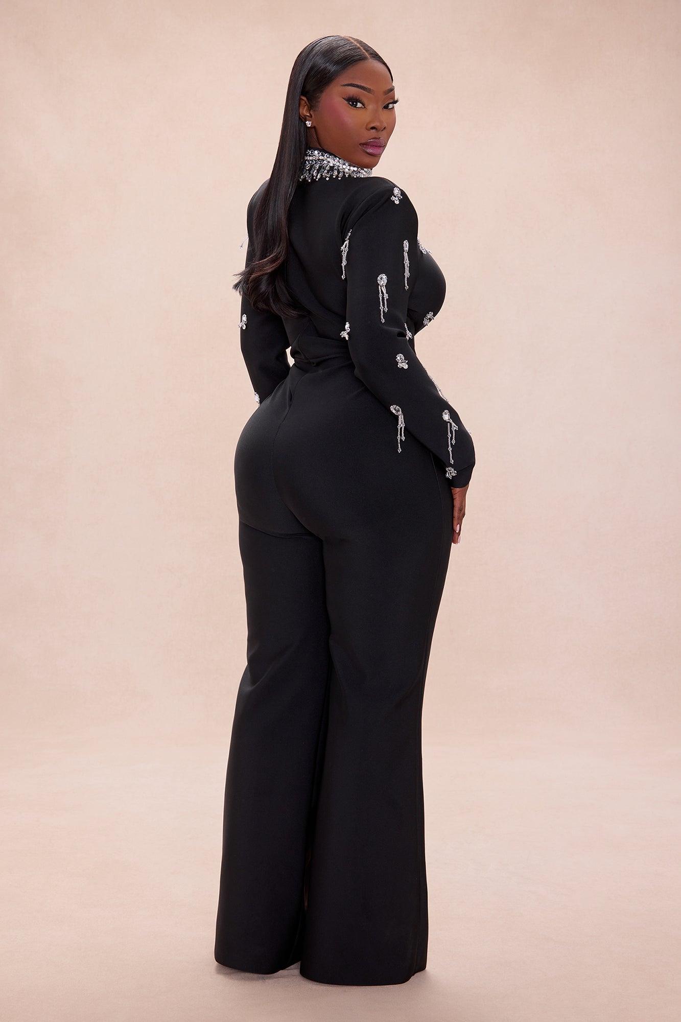 Tatum Rhinestone Bandage Jumpsuit - Black