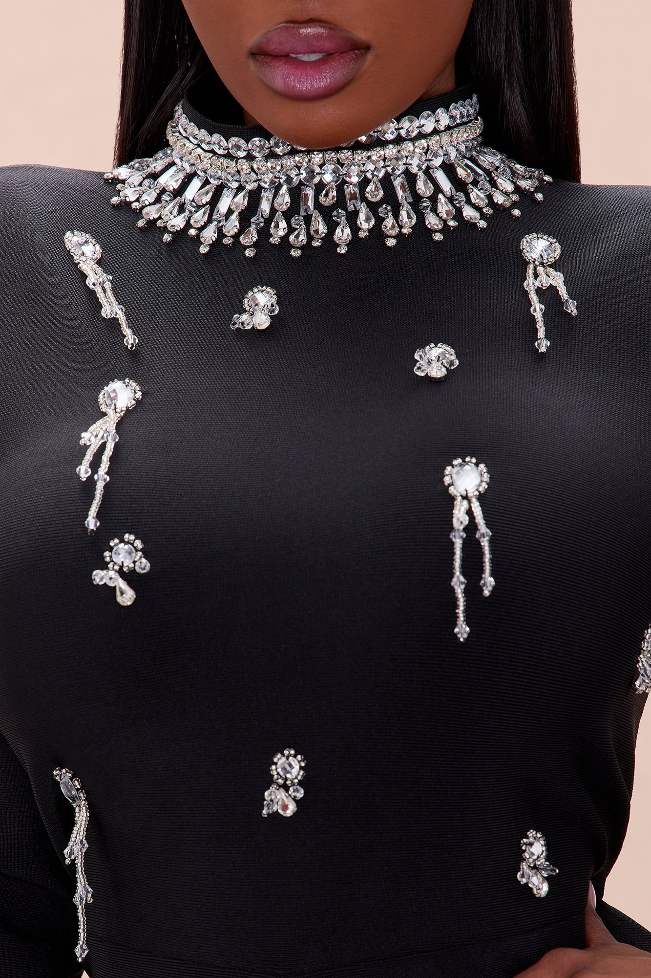 Tatum Rhinestone Bandage Jumpsuit - Black