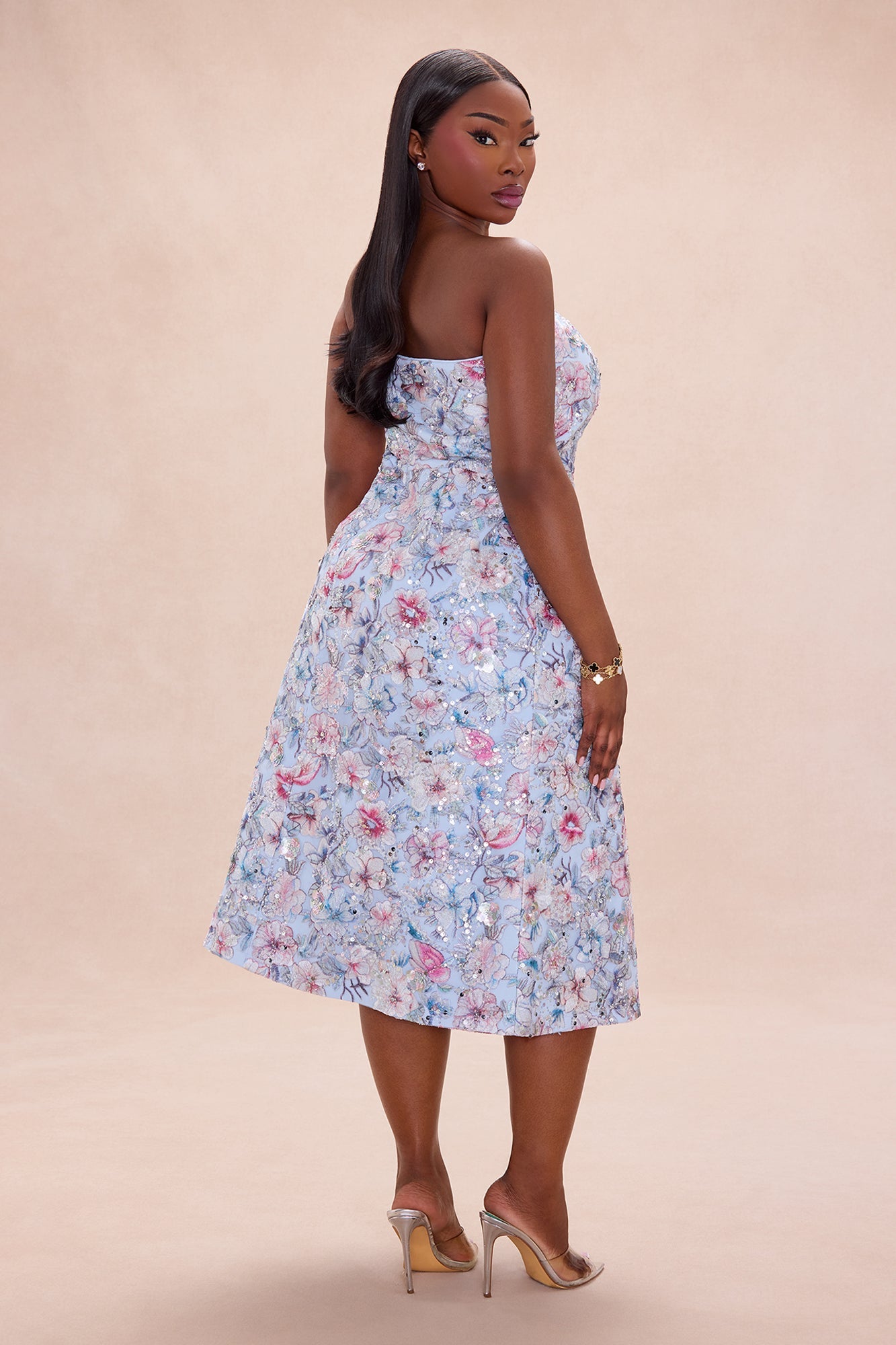 Mariah Floral Embroidered Mini Dress - Blue/combo