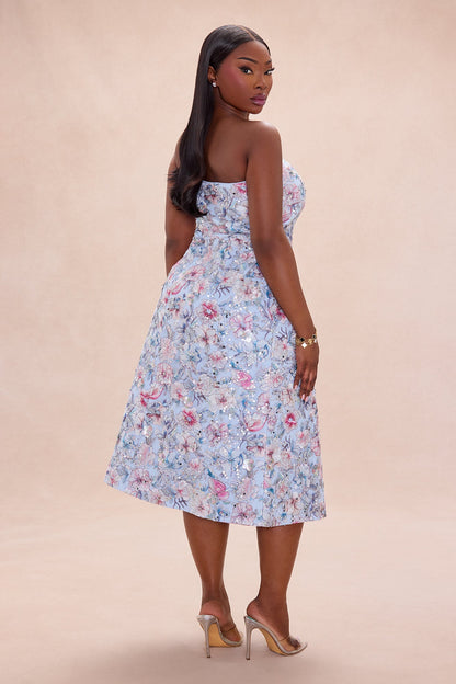 Mariah Floral Embroidered Mini Dress - Blue/combo