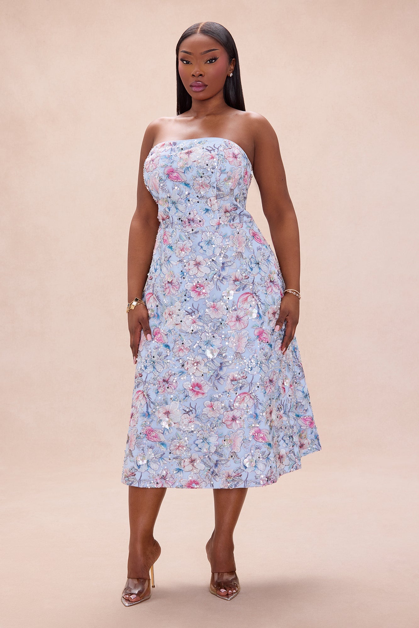 Mariah Floral Embroidered Mini Dress - Blue/combo