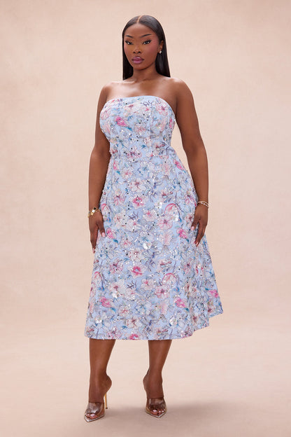 Mariah Floral Embroidered Mini Dress - Blue/combo