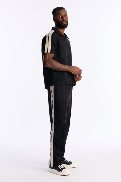 Straight Faux Suede Pant - Black