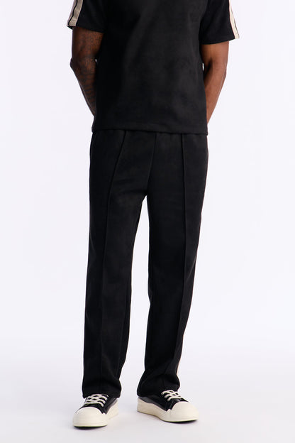 Straight Faux Suede Pant - Black