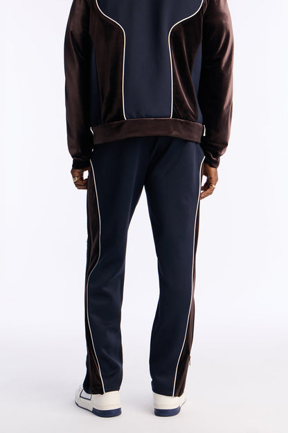 Slim Lexington Velour Side Track Pant - Navy