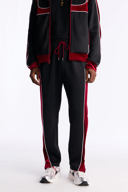 Slim Lexington Velour Side Track Pant - Burgundy