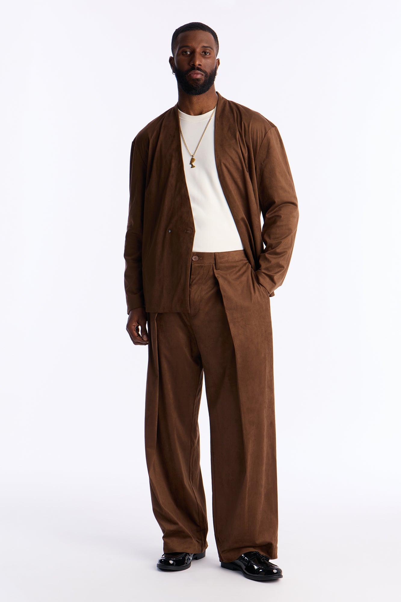 Relaxed New Money Suede Unlined Blazer - Brown