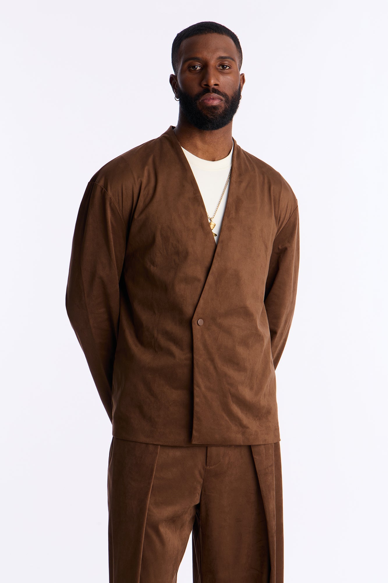 Relaxed New Money Suede Unlined Blazer - Brown