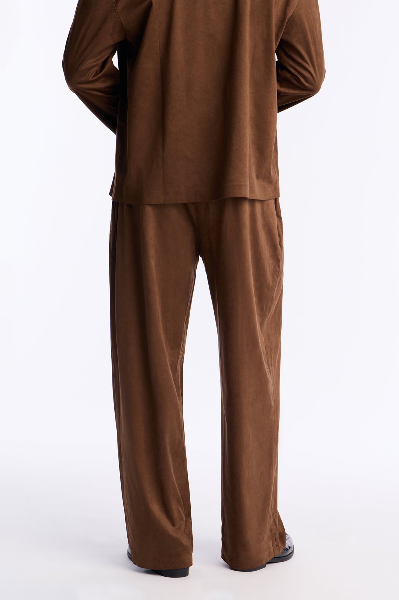 New Money Suede Pleated Trouser - Brown