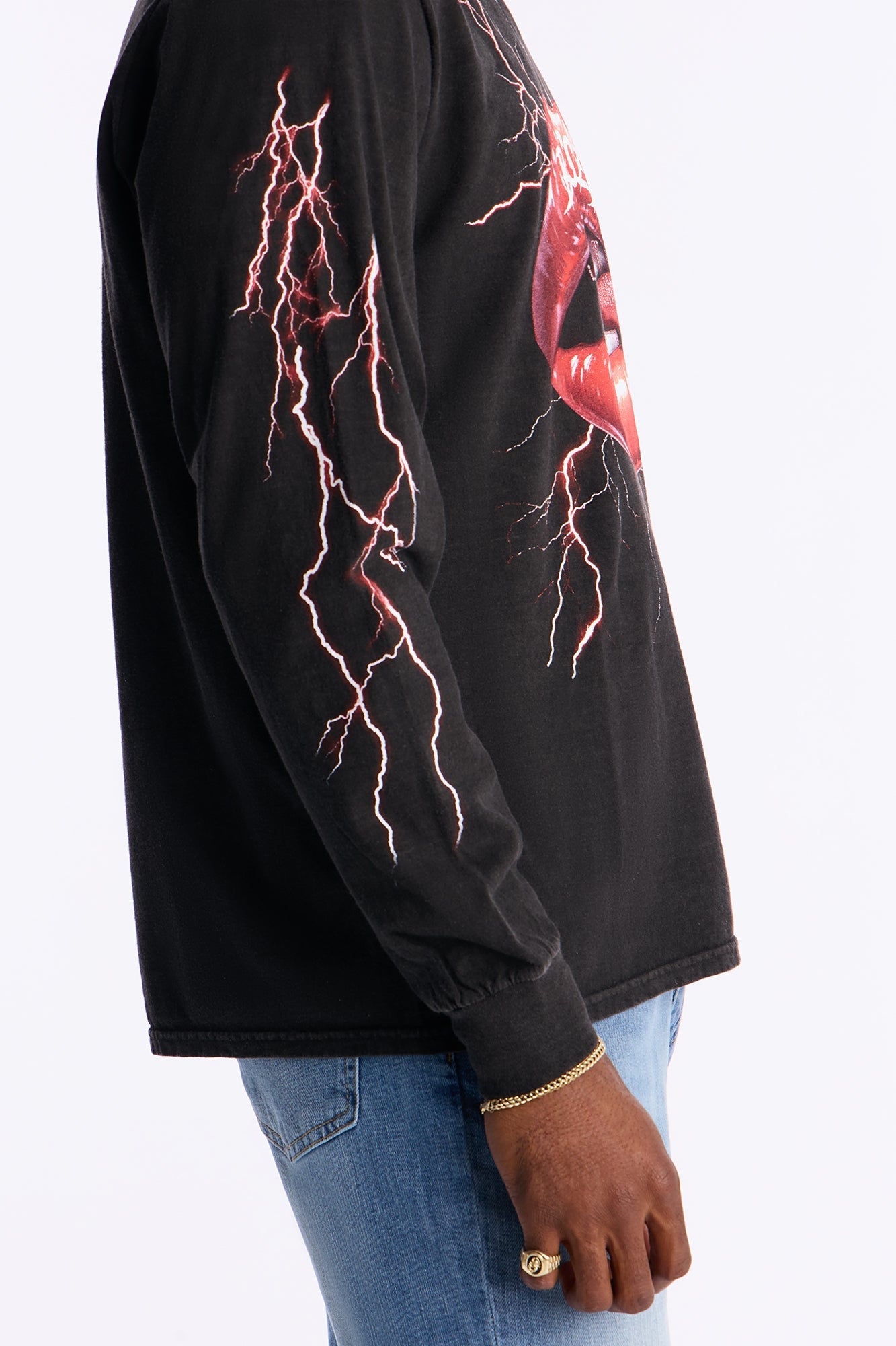 Blessed By Lighting Long Sleeve Tee - Black