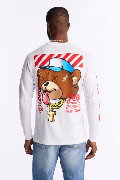 Dope Bear Activities Long Sleeve Tee - White