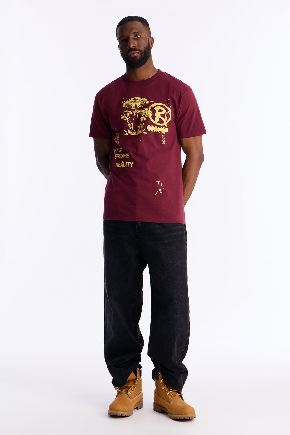 Lets Escape Reality Short Sleeve Tee - Burgundy
