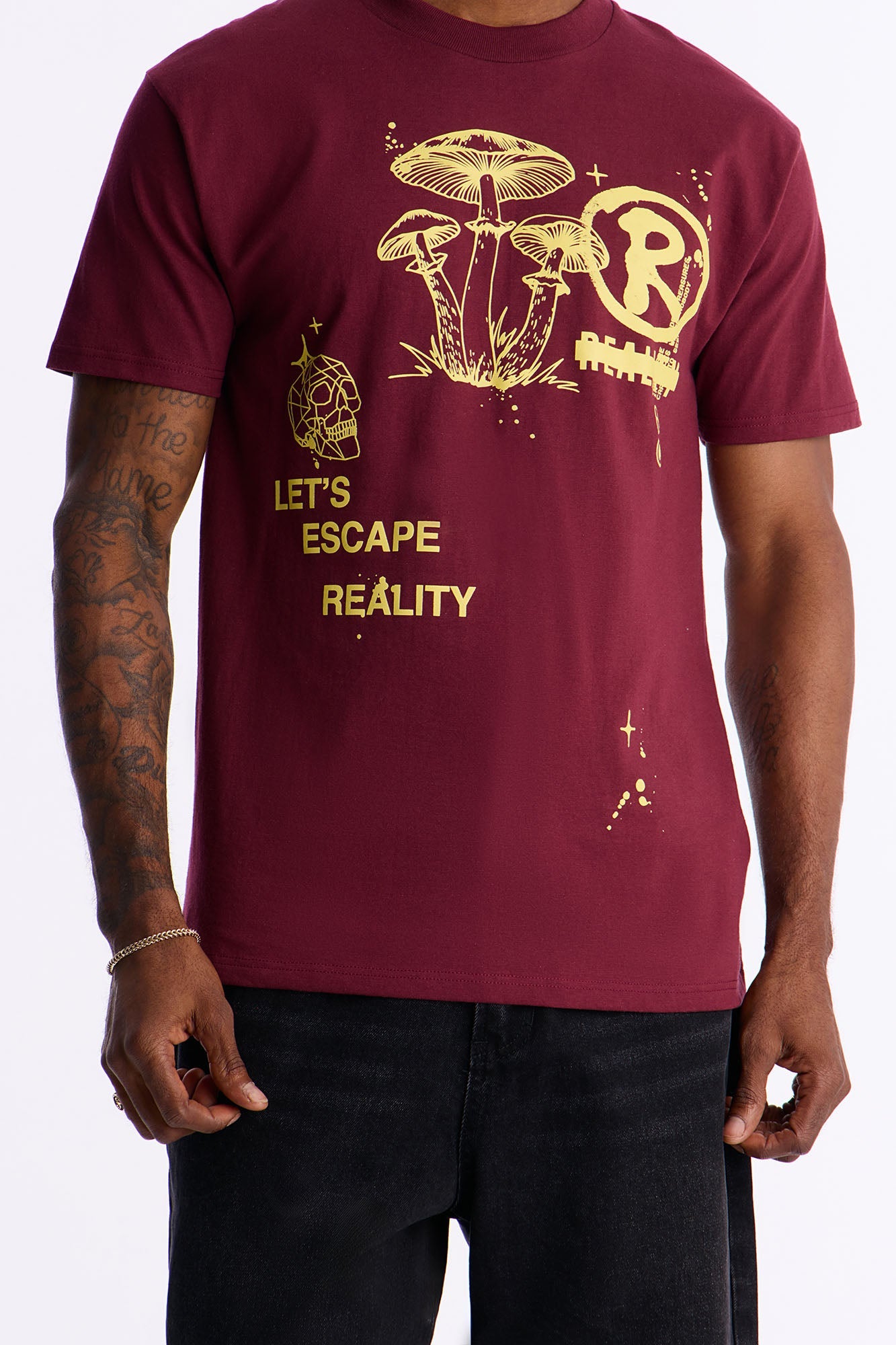 Lets Escape Reality Short Sleeve Tee - Burgundy