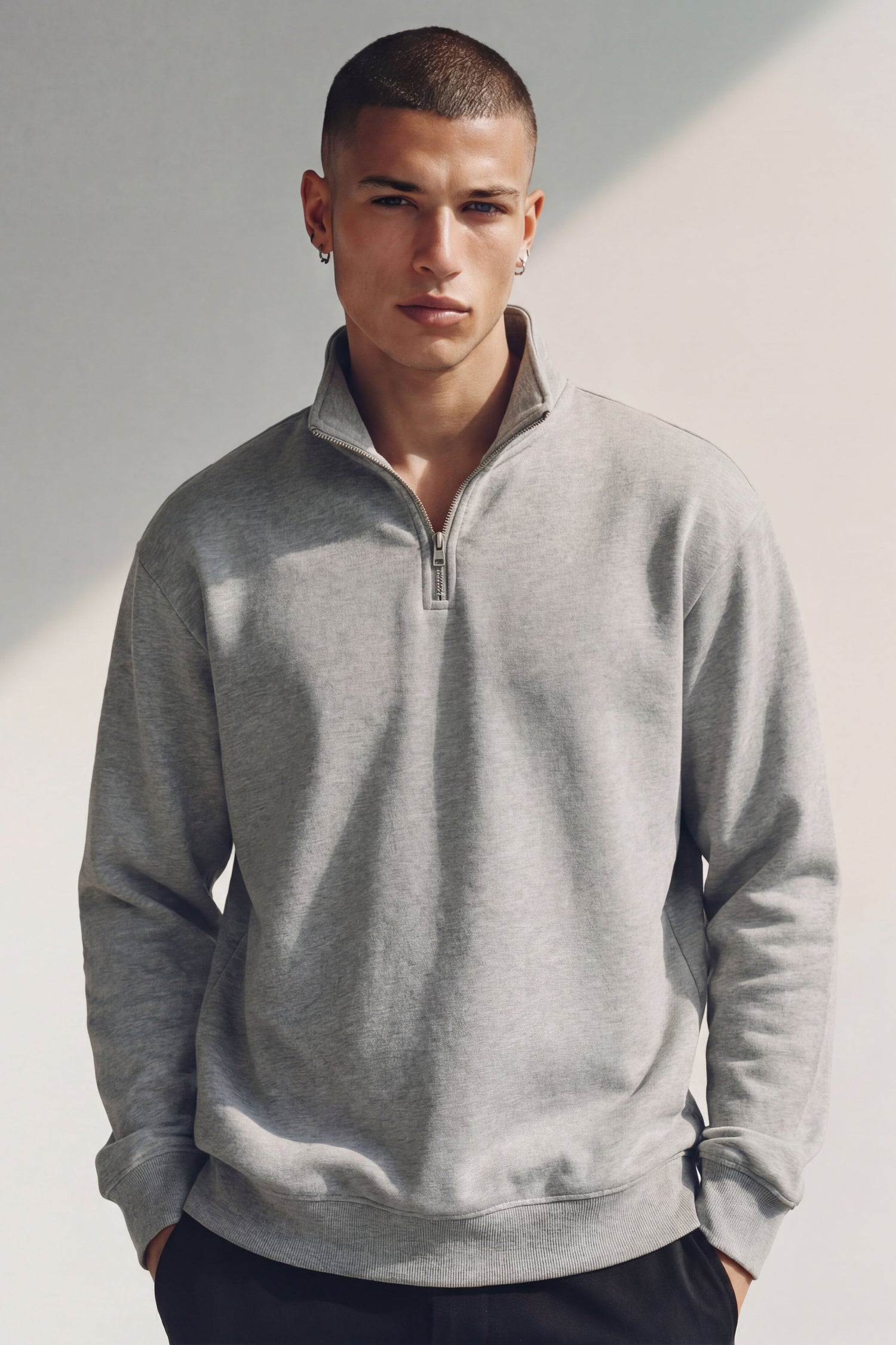 Built For Success Quarter Zip Sweatshirt - Heather Grey