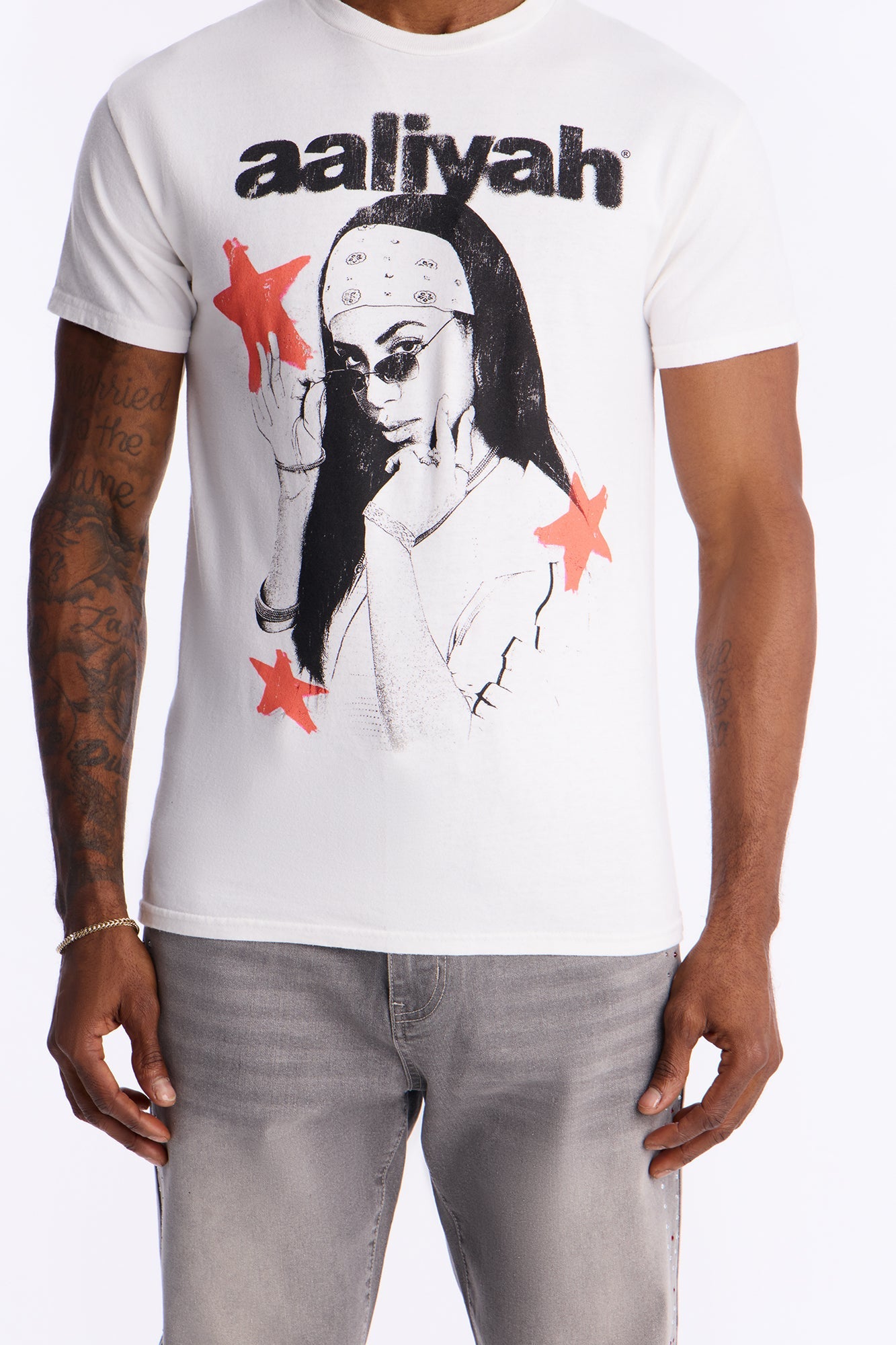Aaliyah Rock The Boat Boxy Short Sleeve Tee - White
