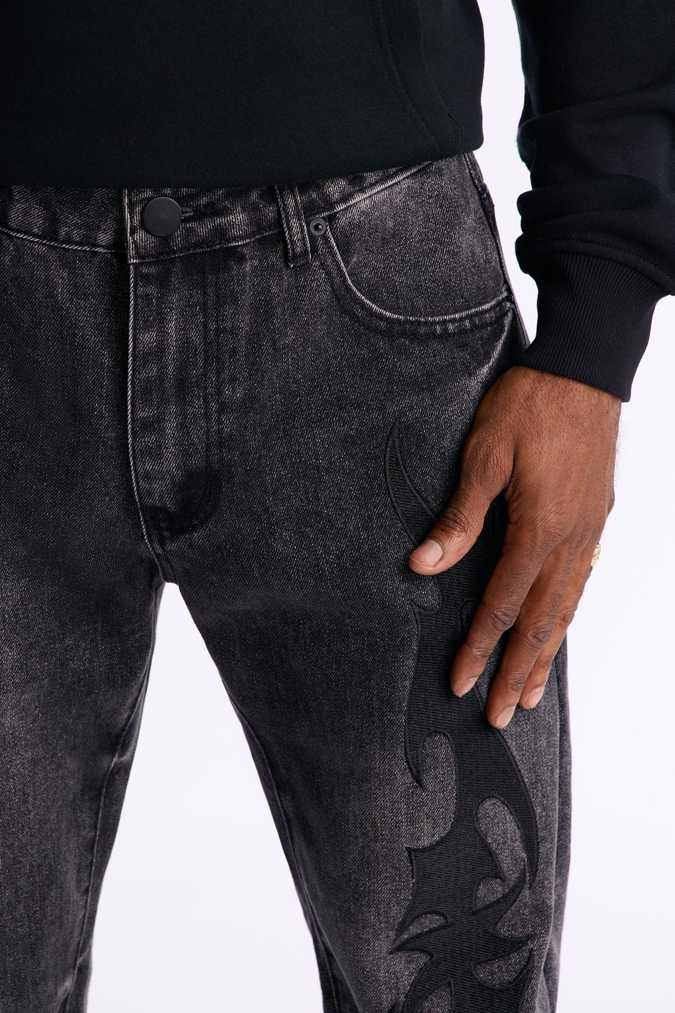 Stacked Slim Flare Blaze Cut Jean - Black Wash