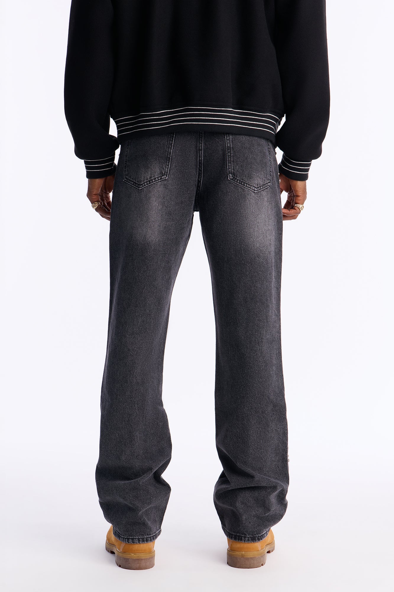 Stacked Slim Flare Another Level Jeweled Jean - Black Wash