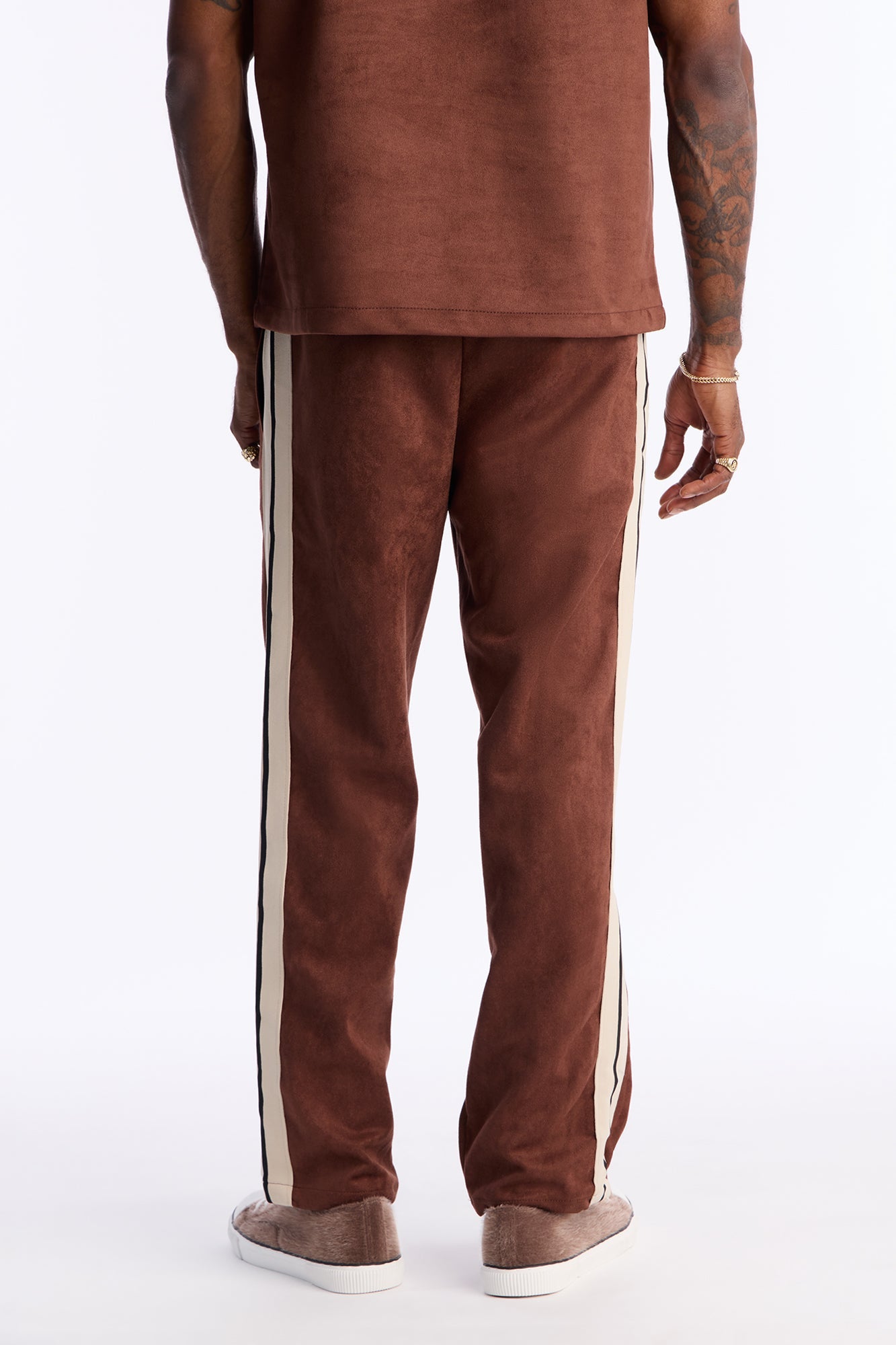 Straight Faux Suede Pant - Brown