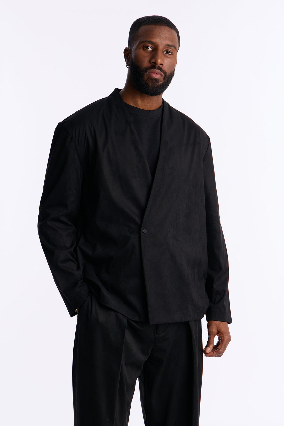 Relaxed New Money Suede Unlined Blazer - Black